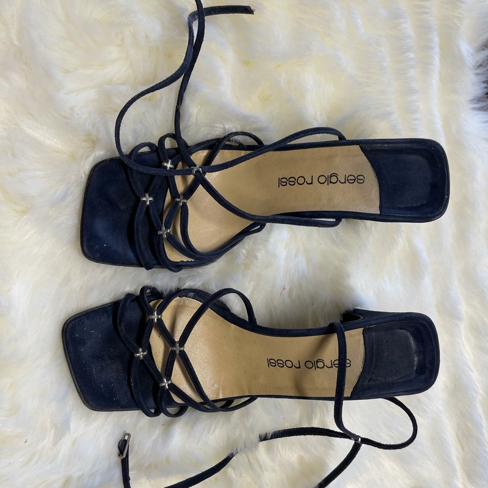 Vintage Sergio Rossi in Navy blue suede